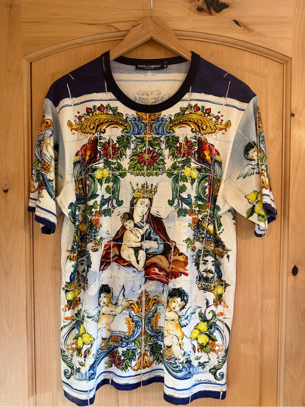 Dolce & Gabbana Sicily Madonna Print Crewneck T-Shirt